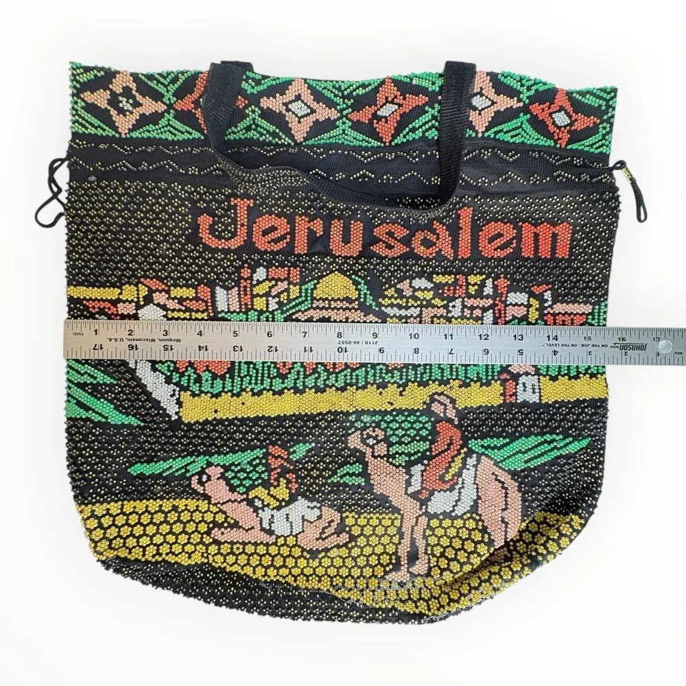 Jerusalem Beaded Cultural Tote Bag Embellished Casual Authentic from Israel